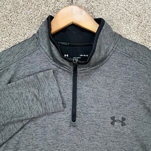 Under Armour Pullover Mens Large Gray Heathered Long Sleeve Quarter Zip Golf EUC